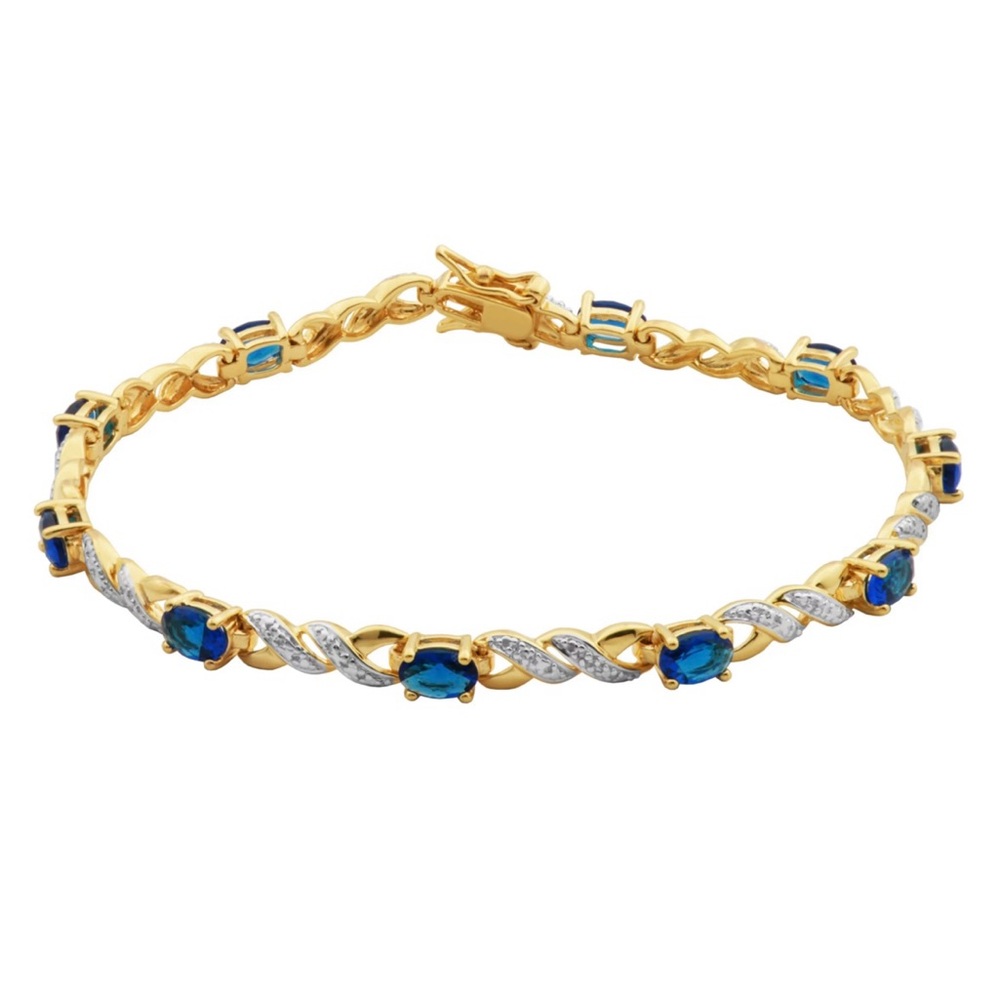18k Gold and Silver Bracelet with Cubic Zirconia